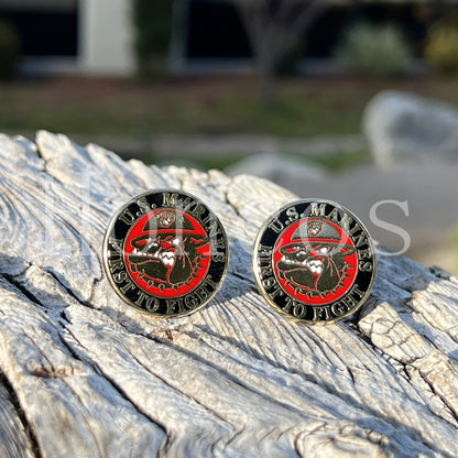 Bulldog USMC First to Fight Cufflinks